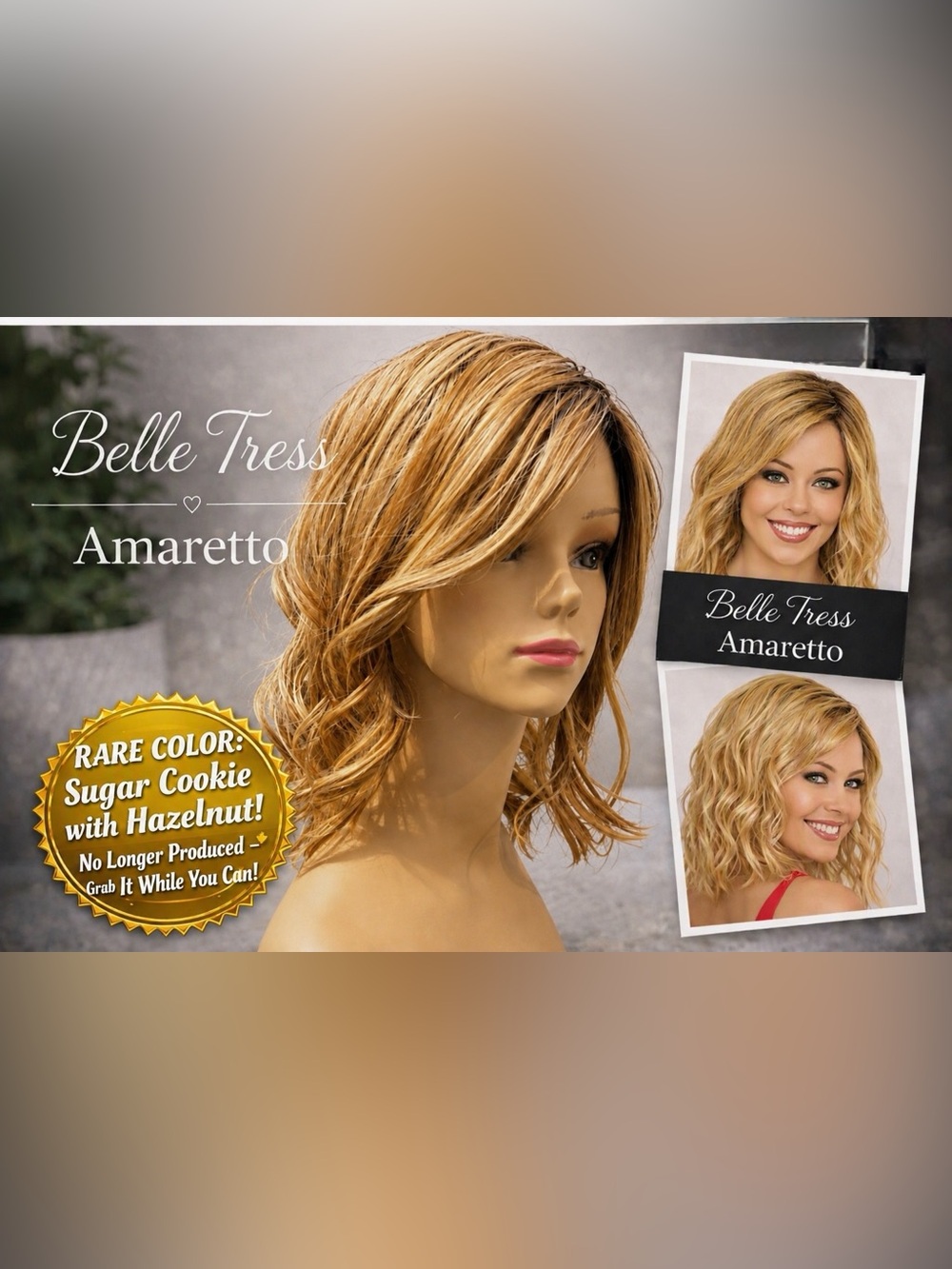 RARE COLOR!! Belle Tress Amaretto E Sugar Cookie Hazelnut Lace Front Wig BT-6034